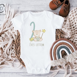 Születésnapi baba body, erdei állatos, süni, medve - baba - mama - babaruházat - baba body - Meska.hu