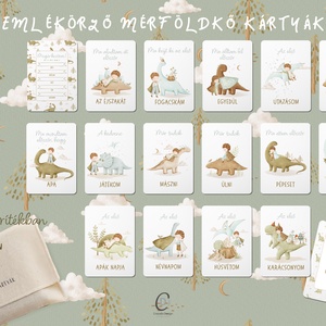Mérföldkő kártya, dinos emlékörző kártyák, baba box, 17 db - baba - mama - babafotózás - baba mérföldkő kártyák - Meska.hu
