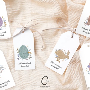 Húsvéti ajándékkísérő, tavaszi ajándékátadó címke szett 6 db - Meska.hu