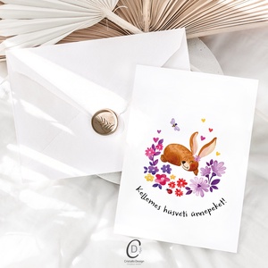 Húsvéti képeslapok, ajándékkísérő, nyuszis üdvözlőlap szett 5 db - ünnepi díszek, dekorációk - húsvéti díszek és dekorációk - húsvéti képeslapok - Meska.hu