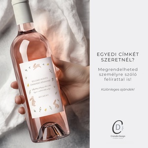 Húsvéti borospalack címke, pálinkás címke, nyuszis ajándékátadó, egyedi italos üveg matrica - ünnepi díszek, dekorációk - húsvéti díszek és dekorációk - húsvéti matrica - Meska.hu