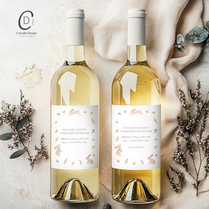 Húsvéti borospalack címke, pálinkás címke, nyuszis ajándékátadó, egyedi italos üveg matrica - ünnepi díszek, dekorációk - húsvéti díszek és dekorációk - húsvéti matrica - Meska.hu