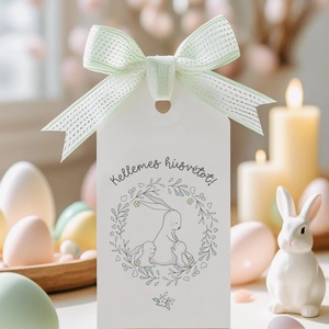 Húsvéti ajándékkísérő, nyuszis ajándékátadó címke szett 6 db - Meska.hu