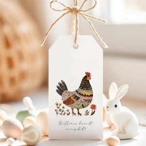 Húsvéti ajándékkísérő, folk ajándékátadó címke szett 6 db - Meska.hu