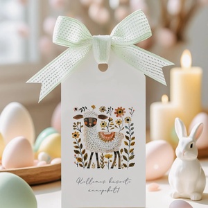 Húsvéti ajándékkísérő, folk ajándékátadó címke szett 6 db - otthon & életmód - papír, írószer - ajándékozás kellékei - ajándékkísérő - Meska.hu