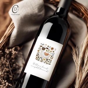 Húsvéti borospalack címke, pálinkás címke, folk ajándékátadó, egyedi italos üveg matrica - ünnepi díszek, dekorációk - húsvéti díszek és dekorációk - húsvéti matrica - Meska.hu