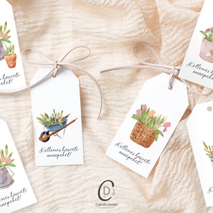 Húsvéti ajándékkísérő, tavaszi ajándékátadó címke szett 6 db - otthon & életmód - papír, írószer - ajándékozás kellékei - ajándékkísérő - Meska.hu