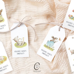 Húsvéti ajándékkísérő, tavaszi ajándékátadó címke szett 6 db - otthon & életmód - papír, írószer - ajándékozás kellékei - ajándékkísérő - Meska.hu