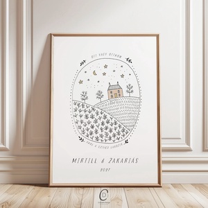 Személyre szóló házavató, lakásavató kép, nászajándék, névre szoló páros ajándék, évforduló, Otthon & Életmód, Dekoráció, Kép & Falikép, Poszter, Fotó, grafika, rajz, illusztráció, Papírművészet, MESKA