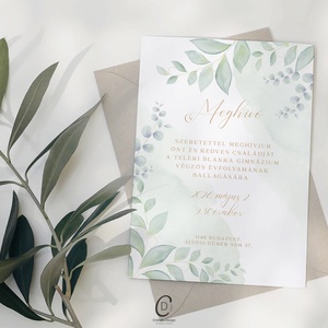 Iskolai ballagási meghívó, greenery kártya - otthon & életmód - papír, írószer - ajándékozás kellékei - meghívó - Meska.hu