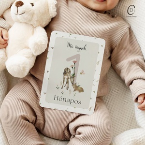 Mérföldkő kártya, erdei állatos, baba box 16 db - Meska.hu