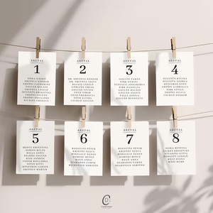 Minimál ültetési rend, asztalszám, esküvői borospalack címke szett 8 db - esküvő - meghívó & kártya - ültetési rend - Meska.hu