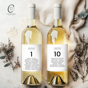 Olivia minimál ültetési rend, asztalszám, esküvői borospalack címke szett 8 db - esküvő - meghívó & kártya - ültetési rend - Meska.hu