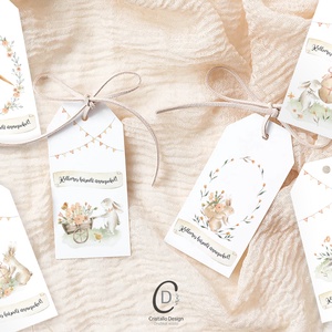 Húsvéti ajándékkísérő, tavaszi ajándékátadó címke szett 6 db - otthon & életmód - papír, írószer - ajándékozás kellékei - ajándékkísérő - Meska.hu