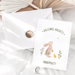 Húsvéti képeslap, nyuszis üdvözlőlapok, tavaszi ajándékkísérő szett 3 db - ünnepi díszek, dekorációk - húsvéti díszek és dekorációk - húsvéti képeslapok - Meska.hu