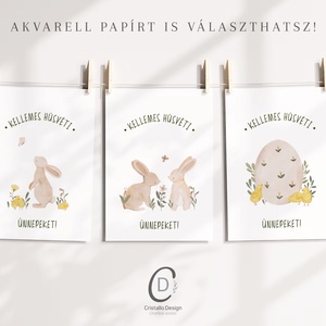 Húsvéti képeslap, nyuszis üdvözlőlapok, tavaszi ajándékkísérő szett 3 db, Ünnepi díszek, dekorációk, Húsvéti díszek és dekorációk, Húsvéti képeslapok, Fotó, grafika, rajz, illusztráció, Papírművészet, MESKA