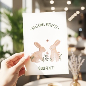 Húsvéti képeslap, nyuszis üdvözlőlapok, tavaszi ajándékkísérő szett 3 db - ünnepi díszek, dekorációk - húsvéti díszek és dekorációk - húsvéti képeslapok - Meska.hu