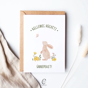 Húsvéti képeslap, nyuszis üdvözlőlapok, tavaszi ajándékkísérő szett 3 db - ünnepi díszek, dekorációk - húsvéti díszek és dekorációk - húsvéti képeslapok - Meska.hu