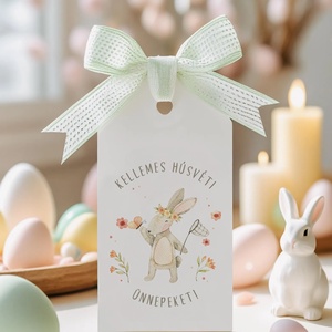 Húsvéti ajándékkísérő, nyuszis ajándékátadó címke szett 6 db, Otthon & Életmód, Papír, írószer, Ajándékozás kellékei, Ajándékkísérő, Fotó, grafika, rajz, illusztráció, MESKA