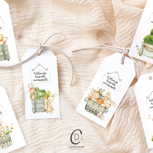 Húsvéti ajándékkísérő, nyuszis ajándékátadó címke szett 6 db - otthon & életmód - papír, írószer - ajándékozás kellékei - ajándékkísérő - Meska.hu