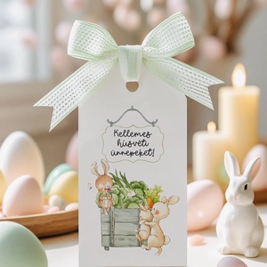 Húsvéti ajándékkísérő, nyuszis ajándékátadó címke szett 6 db - Meska.hu