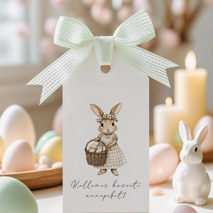 Húsvéti ajándékkísérő, nyuszis ajándékátadó címke szett 6 db - otthon & életmód - papír, írószer - ajándékozás kellékei - ajándékkísérő - Meska.hu