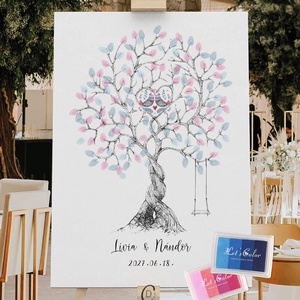 Esküvői ujjlenyomat fa ceremónia vendégkönyv, poszter, tábla, vászonkép - Meska.hu