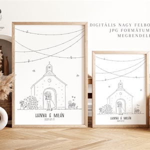 Esküvői ujjlenyomat vendégkönyv, templomos poszter, lampionos vászonkép - esküvő - emlék & ajándék - vendégkönyv - Meska.hu