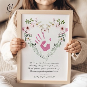Anyák napi ajándék, egyedi kézlenyomatos poszter, verses falikép - otthon & életmód - dekoráció - kép & falikép - poszter - Meska.hu