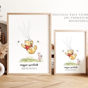 Babaváró buli ujjlenyomat vendégkönyv, Micimackó poszter, tábla, vászonkép - baba - mama - babaszoba dekoráció - babaposzter - Meska.hu