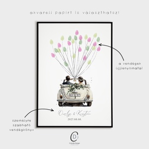 Esküvői ujjlenyomat ceremónia vendégkönyv, greenery poszter, festékpárna - esküvő - emlék & ajándék - vendégkönyv - Meska.hu