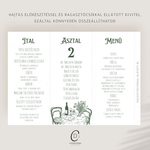 Vineyard esküvői asztalszám menü- és itallap, háromszög asztali display - esküvő - dekoráció - menü - Meska.hu
