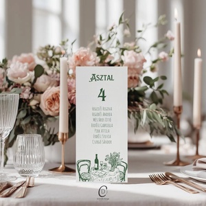 Vineyard esküvői asztalszám menü- és itallap, háromszög asztali display - esküvő - dekoráció - menü - Meska.hu