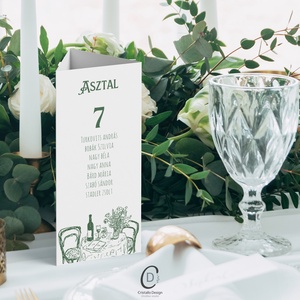 Vineyard esküvői asztalszám menü- és itallap, háromszög asztali display - esküvő - dekoráció - menü - Meska.hu