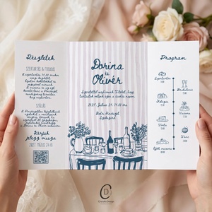 Romantic esküvői meghívó, kinyitható idővonalas esküvői lap - esküvő - meghívó & kártya - meghívó - Meska.hu