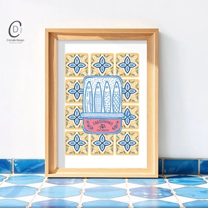 Mediterrán konyhai poszter, azulejo fali dekoráció, portugál kép - otthon & életmód - dekoráció - kép & falikép - poszter - Meska.hu