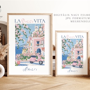 Mediterrán poszter, Amalfi fali dekoráció, Riviéra, Vespa kép - otthon & életmód - dekoráció - kép & falikép - poszter - Meska.hu