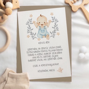 Keresztszülő felkérő kártya, személyre szabott ajándékkísérő - baba - mama - keresztelő kellékek - keresztszülő felkérő - Meska.hu