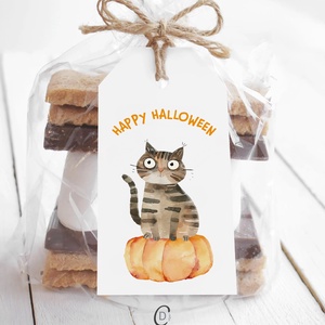Halloween ajándékkísérő kártyacsomag, macskás ajándékátadó címke szett 5 db - Meska.hu