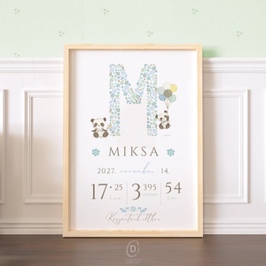 Megérkeztem baba poszter, születési adatok poszter, koala macis - Meska.hu