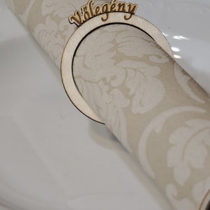 Egyedi gravírozott szalvéta gyűrűk , Esküvő, Dekoráció, Tábla & Jelzés, Gravírozás, pirográfia, MESKA