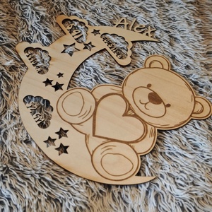 Baba születési fatábla, változtatható mintával, USB-s LED fénnyel - baba - mama - babalátogató ajándékcsomag - Meska.hu