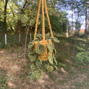 Horgolt felakasztható cserepes növény - otthon & életmód - dekoráció - fali és függő dekoráció - függődísz - Meska.hu