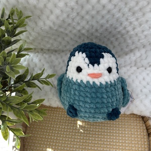Horgolt pingvin (türkiz-sötét türkiz), Játék & Sport, Plüssállat & Játékfigura, Más figura, Horgolás, Varrás, MESKA