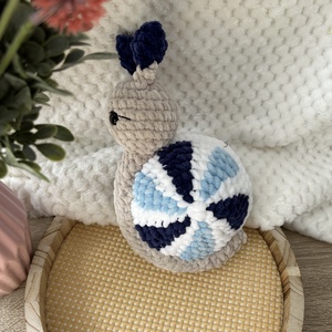 Horgolt csiga (sötétkék) - játék & sport - plüssállat & játékfigura - csiga - Meska.hu