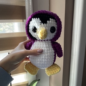 Horgolt plüss kapucnis pingvin, Játék & Sport, Plüssállat & Játékfigura, Más figura, Horgolás, MESKA