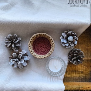 Horgolt mini gyertyatartó - otthon & életmód - gyertya, illat, aroma - gyertyatartó - Meska.hu