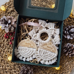 Karácsonyi makramé díszcsomag , Karácsony, Karácsonyi lakásdekoráció, Karácsonyfadíszek, Csomózás, MESKA