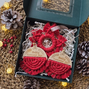 Karácsonyi makramé díszcsomag , Karácsony, Karácsonyi lakásdekoráció, Karácsonyfadíszek, Csomózás, MESKA