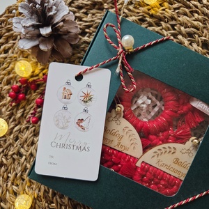 Karácsonyi makramé díszcsomag  - karácsony - karácsonyi lakásdekoráció - karácsonyfadíszek - Meska.hu